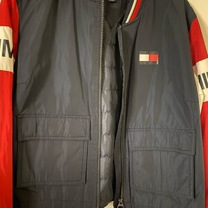 Tommy Hilfiger Men's Black and Red Bomber Jacket